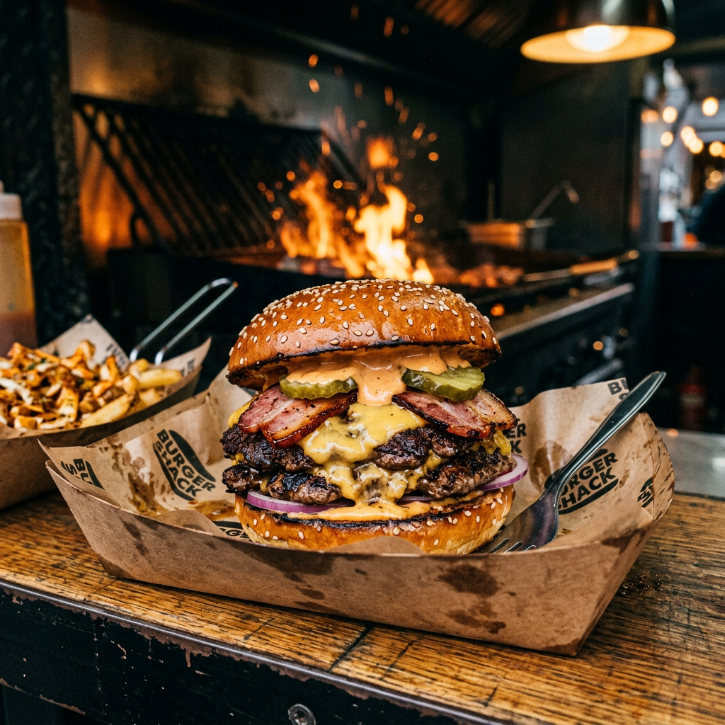 Flame Crown Double Flame-Grilled Burger